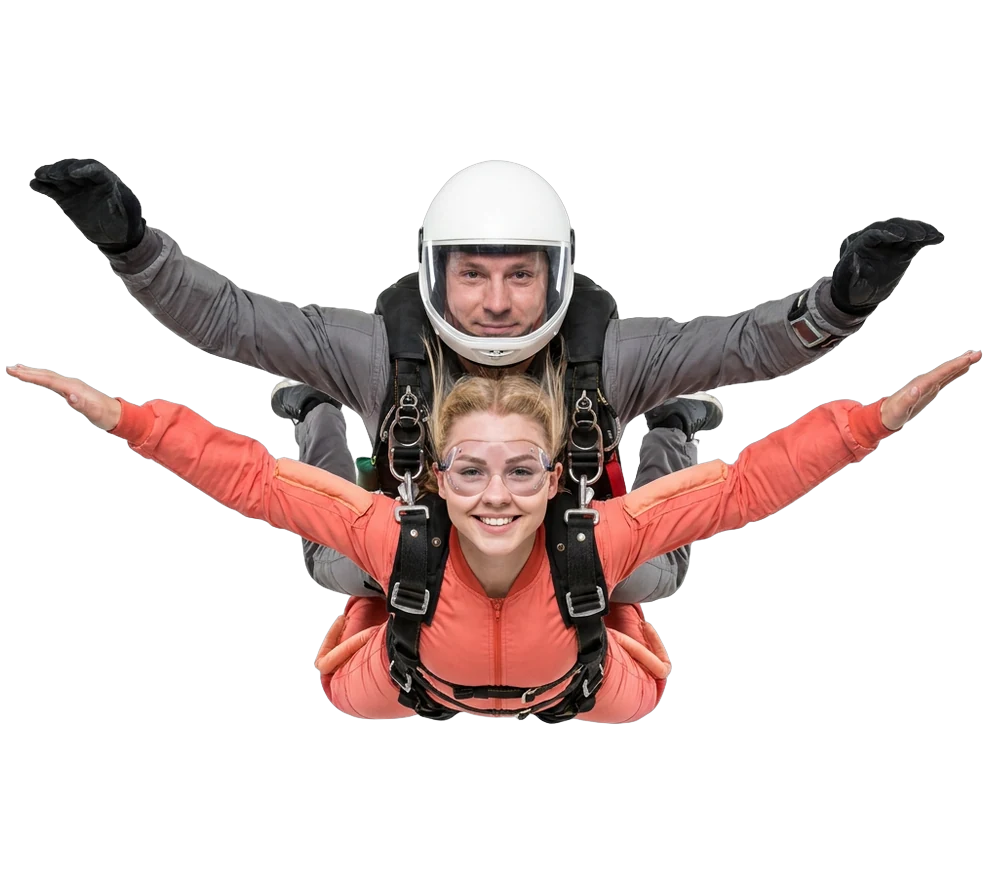 Tandemparachutesprong tijdens een bedrijfsevenement boven Limburg en de Maas-regio
