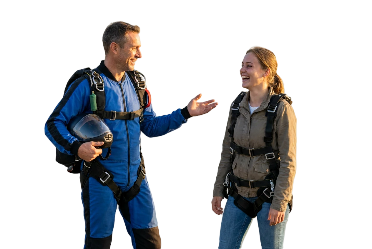 Aanmelding en briefing voor de tandemsprong bij Skydive Venlo